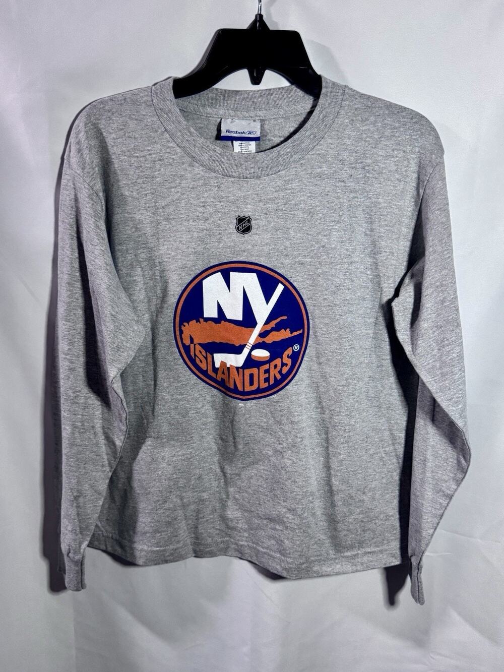 Gray NY Islanders Long Sleeve Shirt Y2K Comrie Youth Large